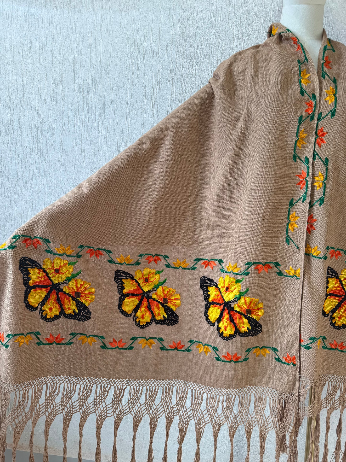 Rebozo monarcas y girasoles