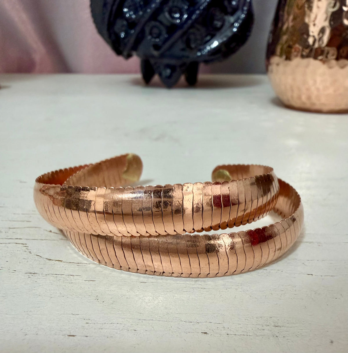 Brazaletes artesanales de cobre Akuitzi “Serpiente”