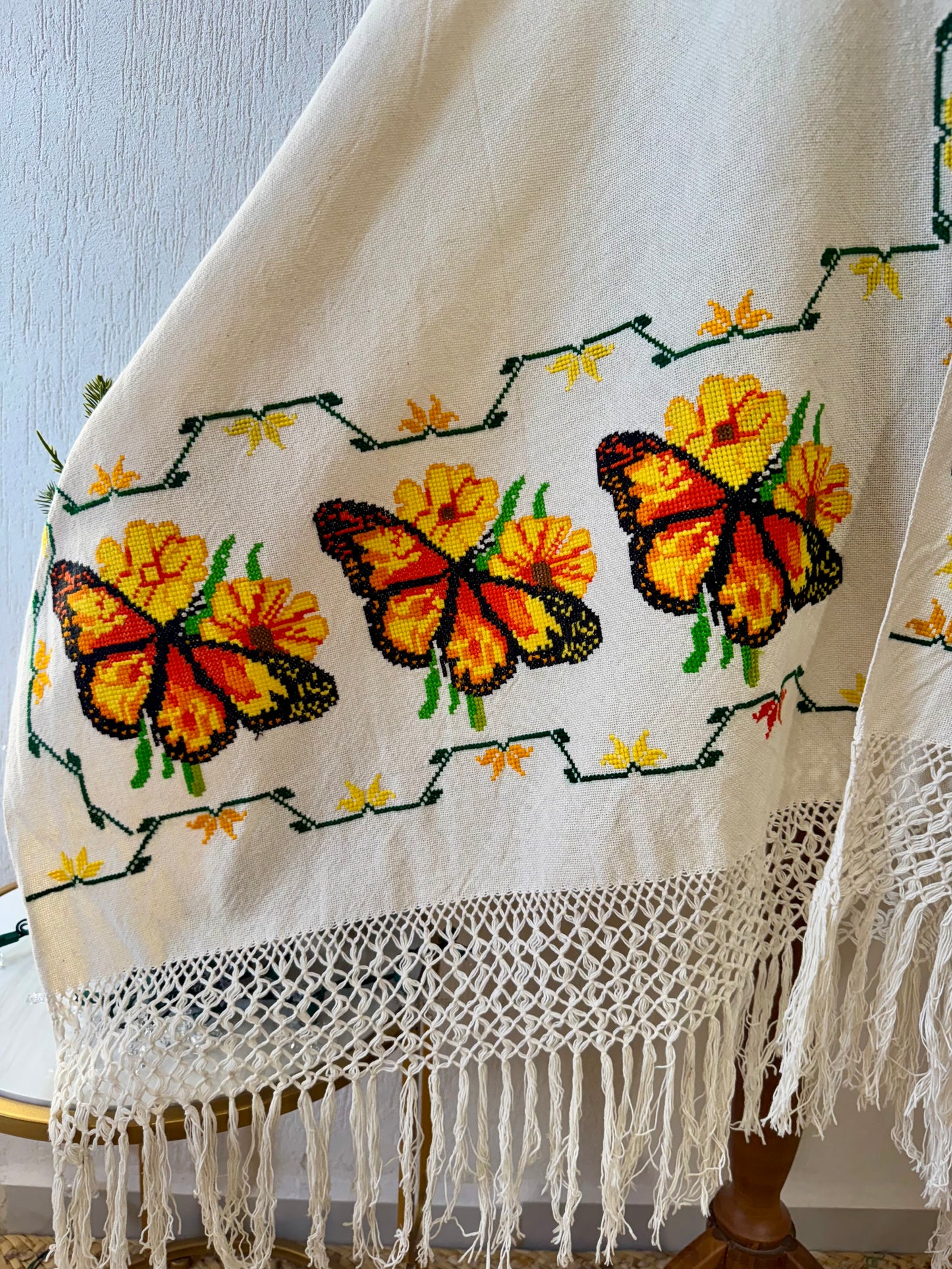 Rebozo Monarcas y girasoles