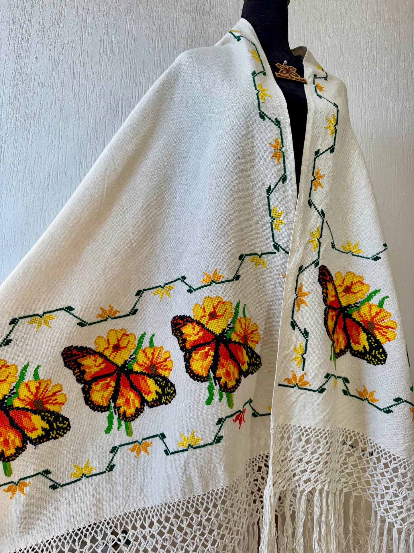 Rebozo Monarcas y girasoles