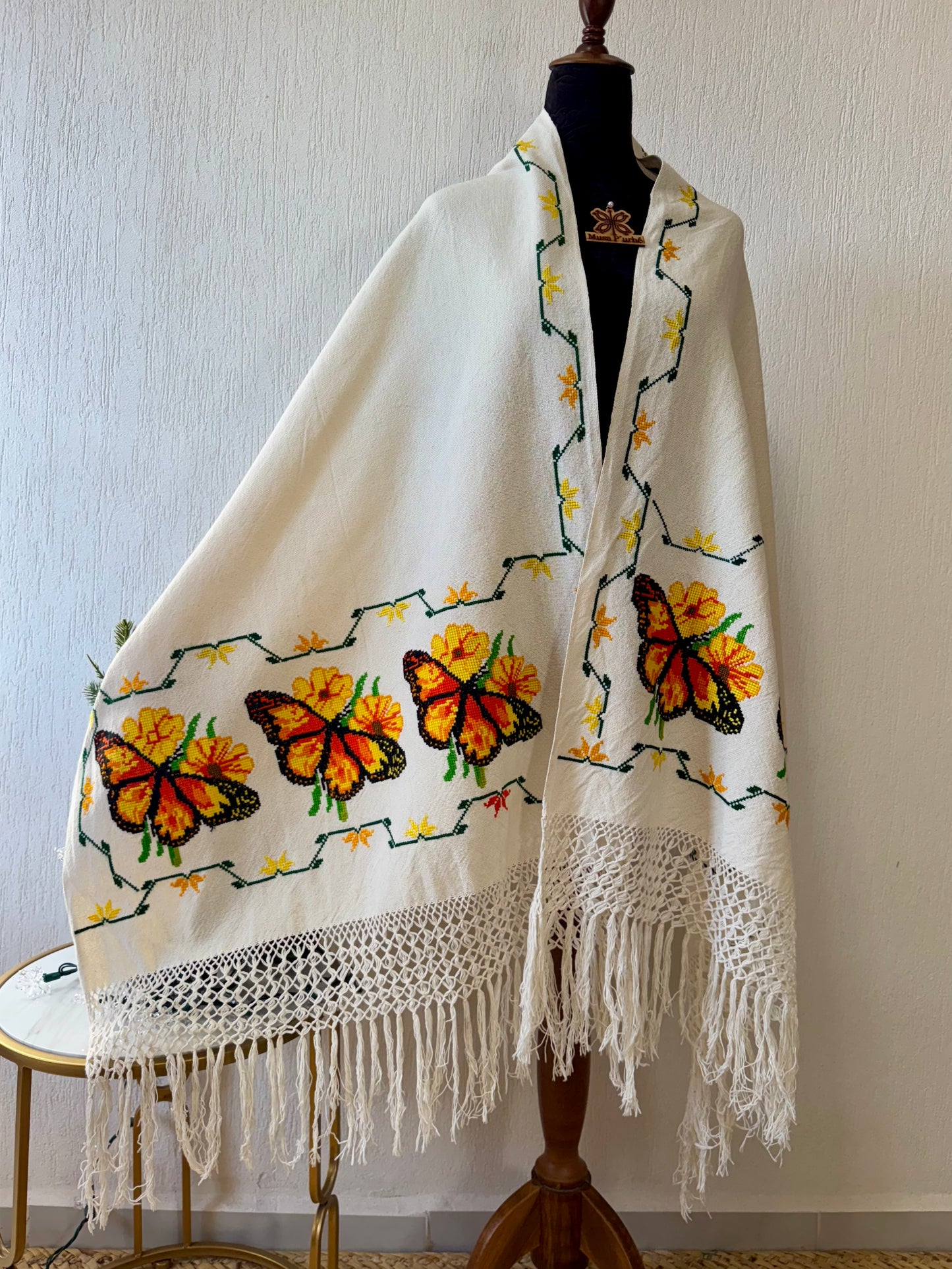 Rebozo Monarcas y girasoles