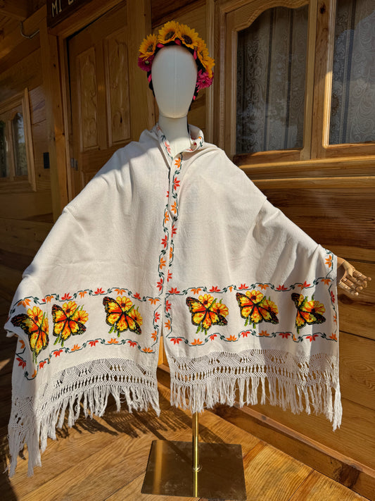 Rebozo Monarcas y girasoles
