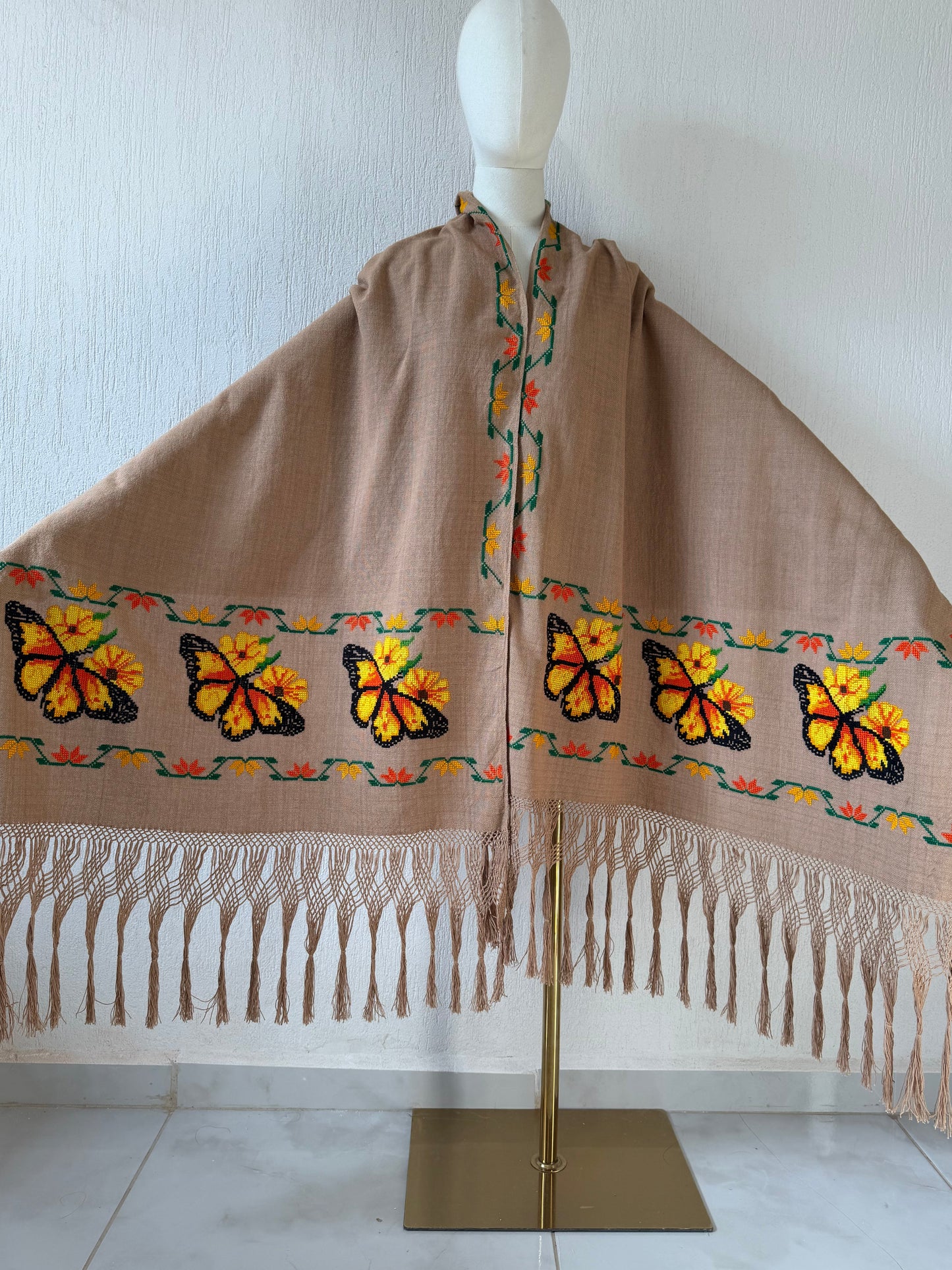Rebozo monarcas y girasoles