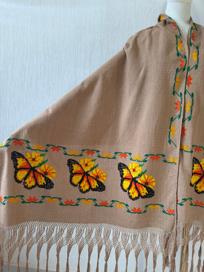 Rebozo monarcas y girasoles