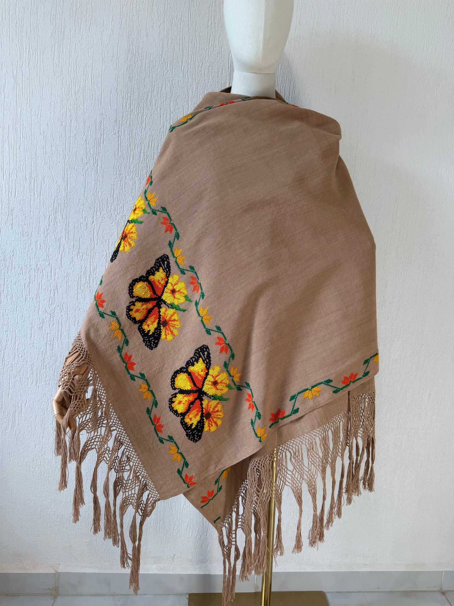 Rebozo monarcas y girasoles