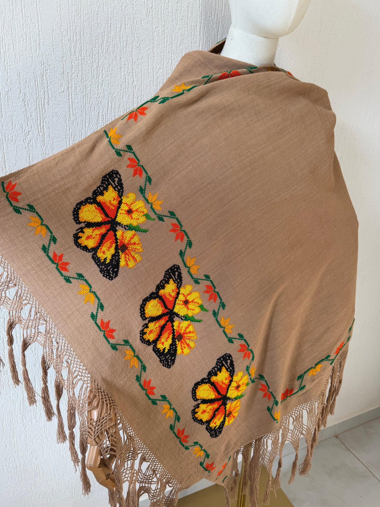 Rebozo monarcas y girasoles