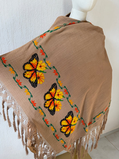 Rebozo monarcas y girasoles