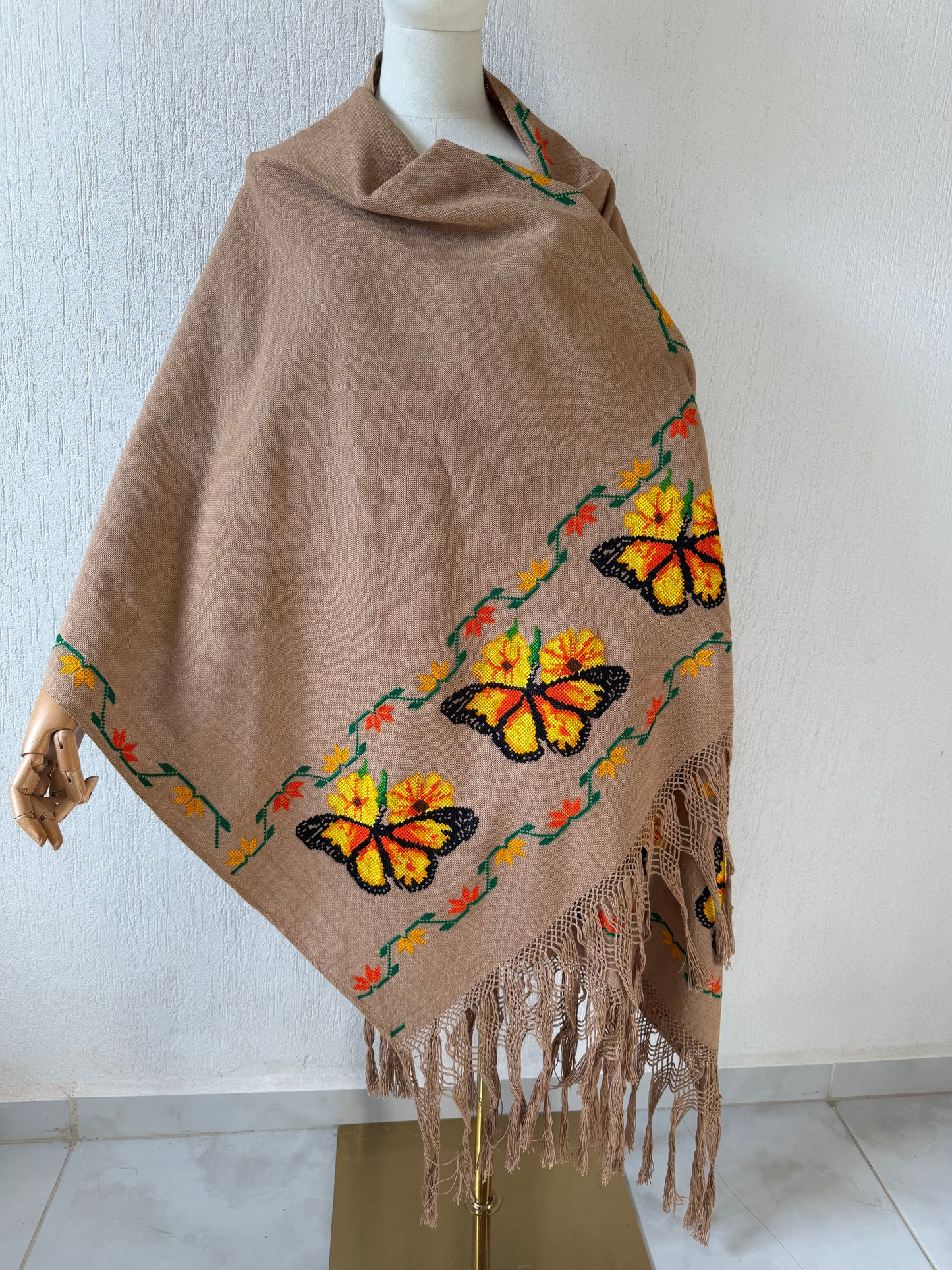 Rebozo monarcas y girasoles