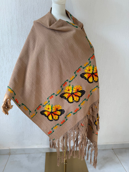Rebozo monarcas y girasoles