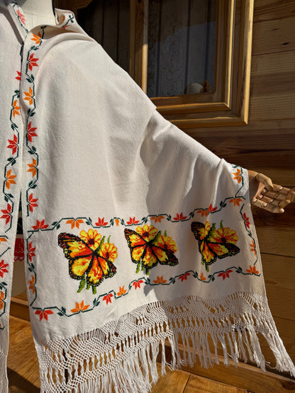 Rebozo Monarcas y girasoles